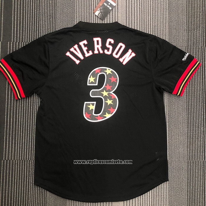 Camiseta Manga Corta Philadelphia 76ers Allen Iverson #3 Negro2